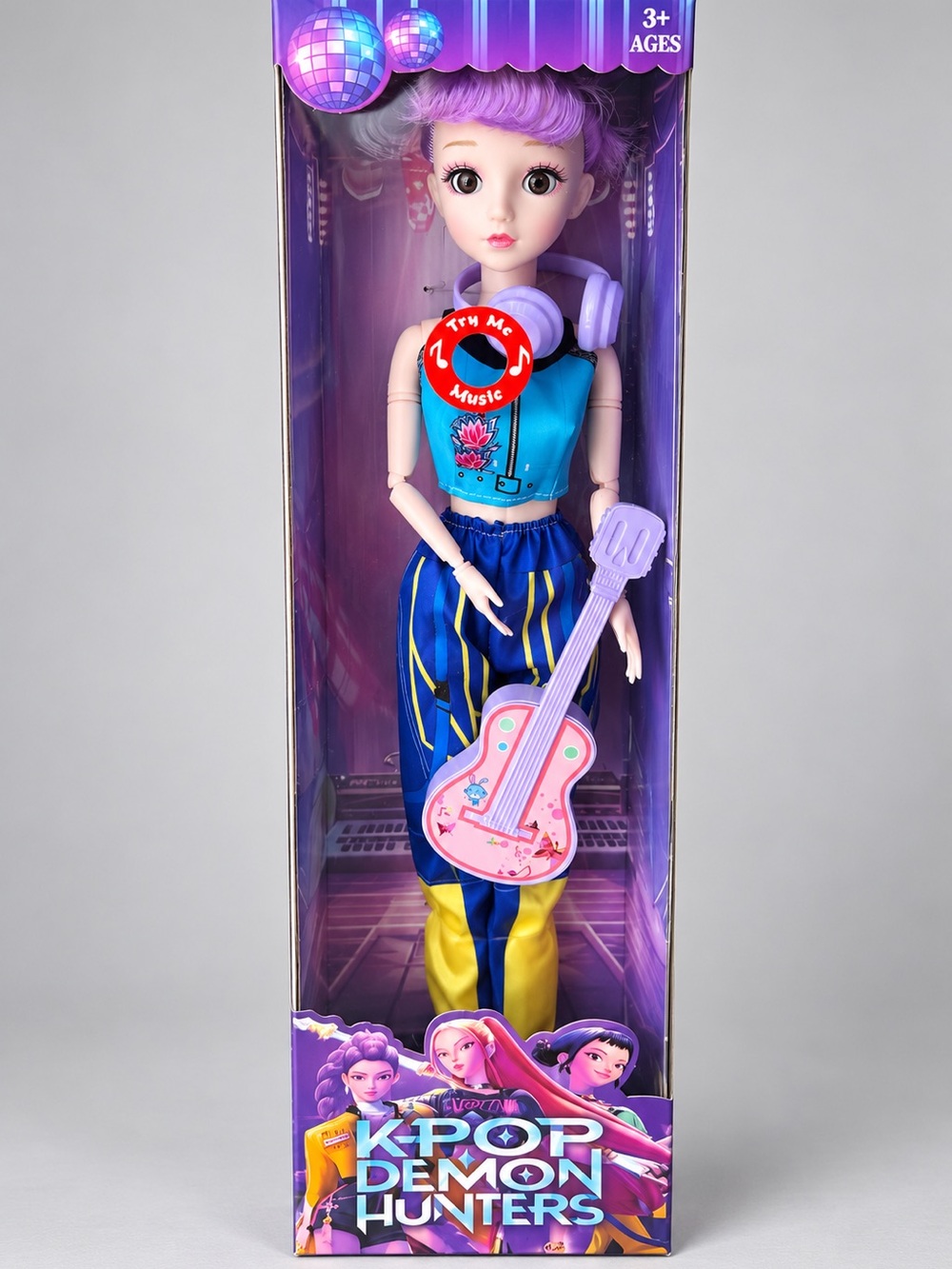 KPOP Demon Hunters Zoey Large Singing Doll with Guitar & Headphones – Music Doll